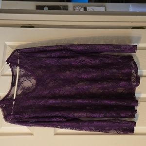 Maurice's plus long-sleeved purple lace top, PERFECT condition